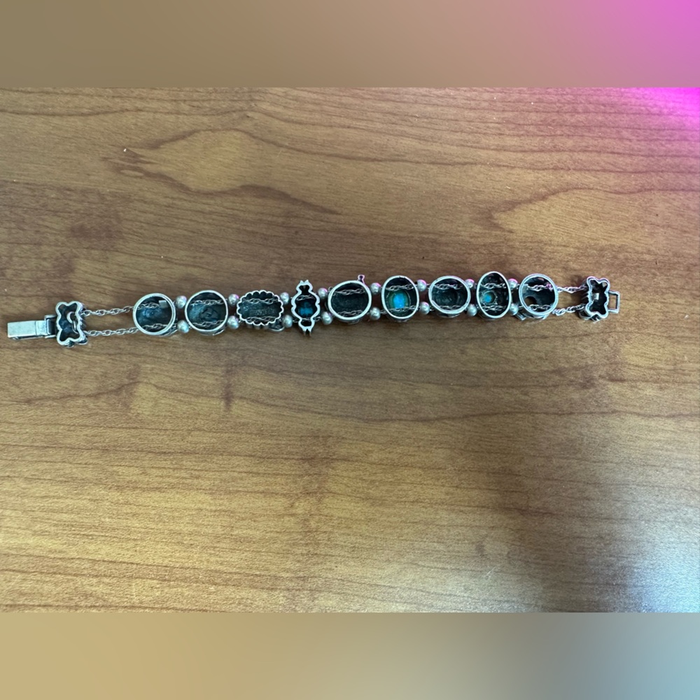 VTG Sterling and Turquoise Slider Charm Bracelet Western Themed - Picture 6 of 9
